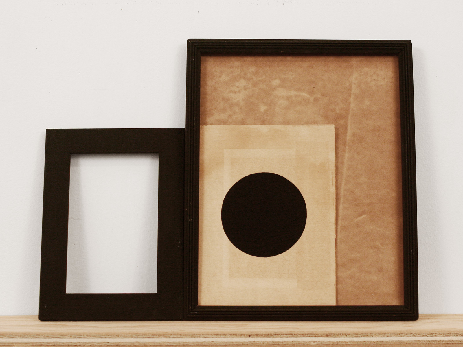 The Sum of Parts 2. Flashe, gouache, frames, vintage boards. 2014.