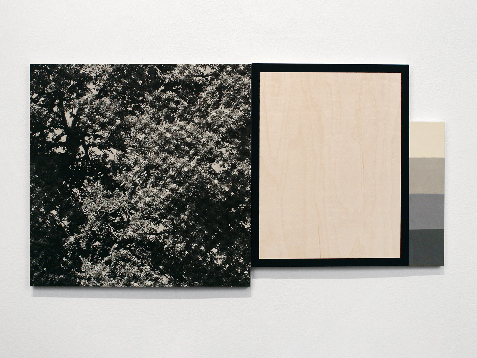 Logic Tree 1. Flashe, gouache, archival pigment print, wood. 2014.