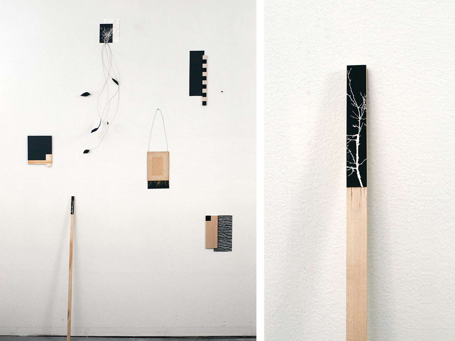 Coder’s Garden with Yardstick (detail). Flashe, gouache, archival pigment prints, paper, wood, wire. 2014.